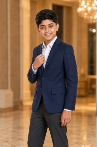 Image of SaintX Kids Boys Tailored Premium Coat Blazer | 4-Way Stretchable Wrinkle Free Fabric | Fully Lined | Slim Fit | Versatile Formal & Casual Jacket for Boys (1-14 Years KB01)