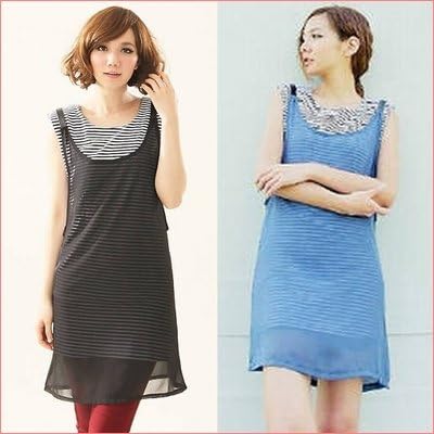 Amazon Co Jp シースルーキャミワンピ ボーダータンクトップ2テンセット Tw0605 キャミソール インナー キャミソール ロング キャミワンピ タンクトップ ストレッチ シンプル マスト 服 ファッション小物