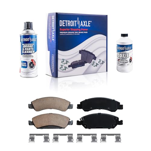 Image of Detroit Axle - Front Brake Pads for 2007-2019 Chevrolet Silverado 1500 GMC Sierra 1500 Suburban Express Savana 1500 Avalanche Tahoe Yukon Cadillac Escalade Ceramic Brake Pads w /Hardware Replacement