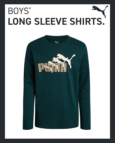 PUMA Boys' T-Shirt - Long Sleeve Logo T-Shirt for Boys - Athletic Crewneck Long Sleeve Tee (S-XL)2