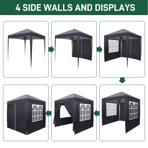 Bonnlo Tonnelle de Jardin Pliante 2x2 Imperméable avec Protection UV 50+ Gris foncé