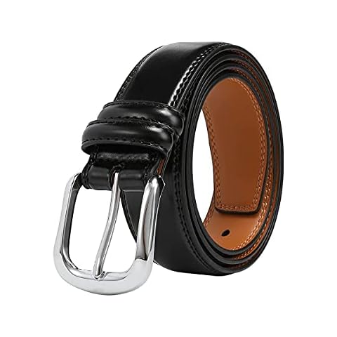 TEAMMAO Belt men's belt women's leather belt unisex black brown waist belt large waist hip belt 110 cm - 160 cm fashion dress belt jeans belt work belt 3.5 cm wide belt., black, 120 cm Cover