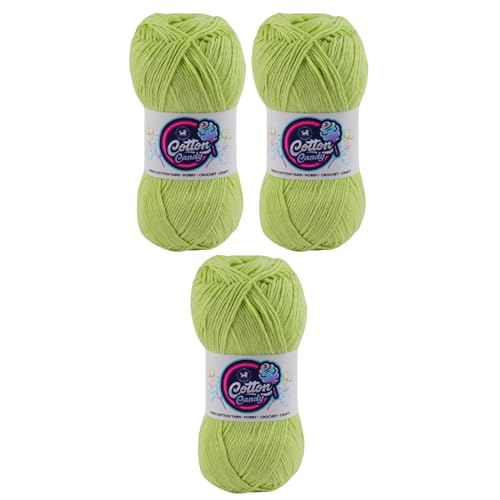 Image of NESTNHAVEN Cotton Candy 100% Cotton Yarn - (100g, 185 Meters) - Luxury Yarn for Crochet, Amigurumi, Embroidery, Toys, Garments, Flowers and Hobby, Projects. (Parrot Green) | (300 Gm)