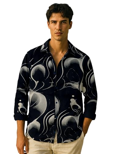 Image of Noble Monk Men's Full Sleeve Shirt | Casual Formal Button Down Top | Regular Fit Stylish Wear | Comfortable Everyday Apparel