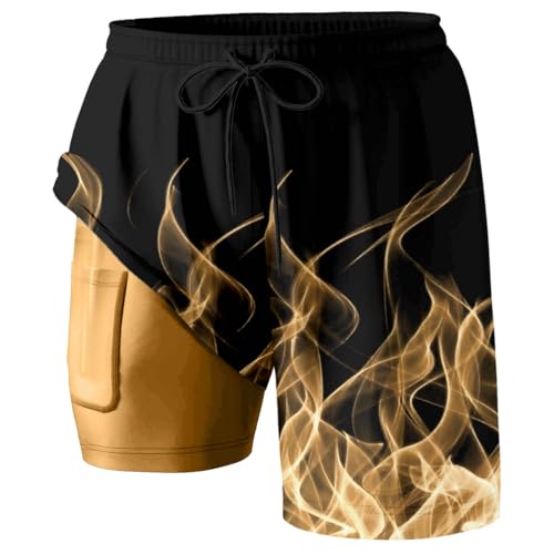 Short de plage décontracté pour homme imprimé double couche