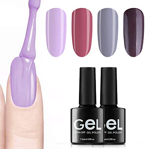 Gel Nail Polish Set,4 Colors Glitter Gel Nail Polish, Yungsio Grey Gel Nail Polish Set 0.25fl.oz Bottle