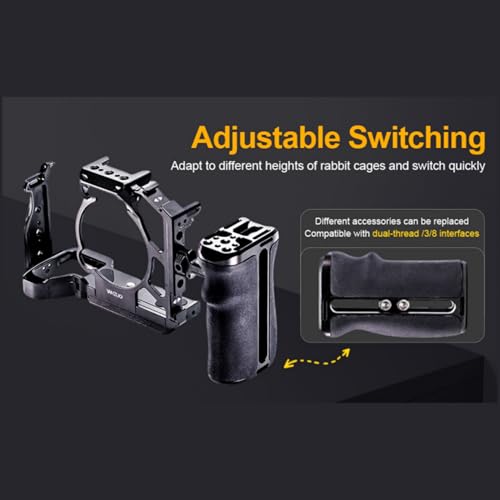 Image of Camera Hand Grip Universal Handle with 3 Cold Shoes, Ergonomic Silicone for NATO Rail & 1 /4 inch Camera Cage (Camera Side Handle)