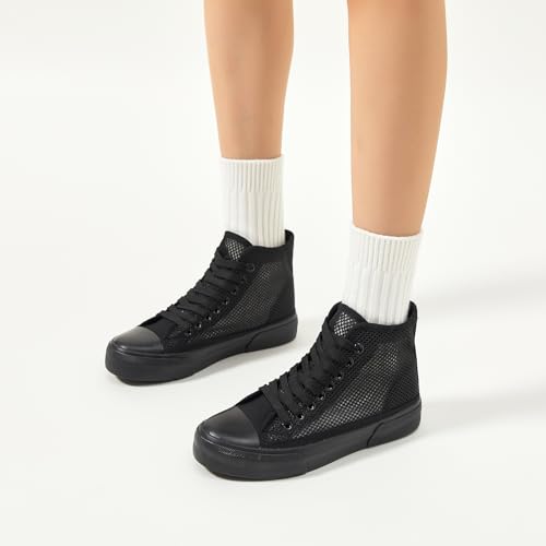 Image of hash bubbie High Top Canvas Sneakers Fashion Walking Shoes | high tops non slip on walking breathable casual comfortable lace up tennis shoes