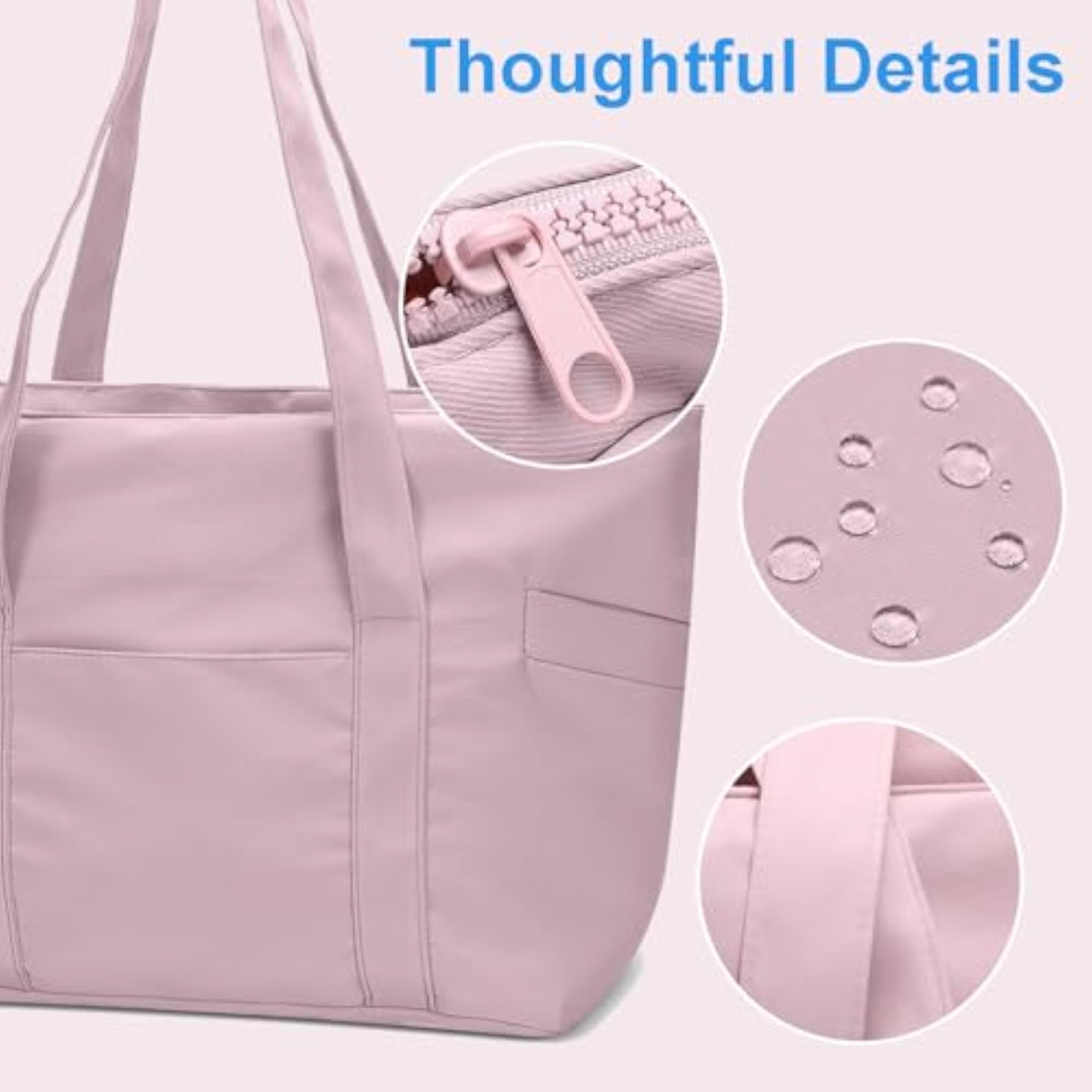 Large Tote Bag with Zipper, Lightweight Work Tote for Women