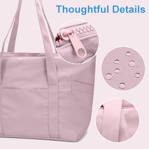 Image of CTWWFS Large Tote Bag for Women with Zipper, Nylon Lightweight Work Tote with 15.6 inch Laptop Sleeve, Nurse Bag for Work College