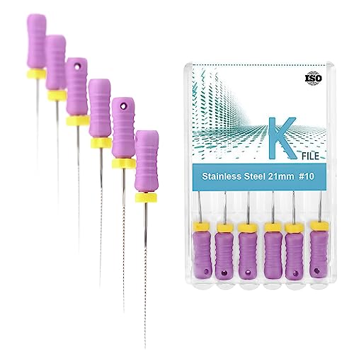 Xux 6Pcs/Pack Endo Hand Use K-File Stainless Steel Endodontic Files #10 Endo Rotary Files 21Mm/25Mm cover