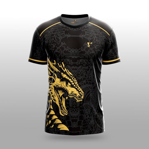 Image of YOURJERSEY Real Dragon Fury Football Jersey | Custom Name & Number | 3 Colors: Red | Black | Green | Sizes 2Y to 4XL | Premium Custom Football & Cricket Jersey | Premium Breathable Fabric
