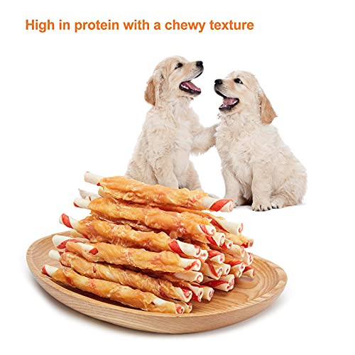 Jungle Calling Dog Treats, Natural Chicken Wrapped Rawhide Sticks, Grain-Free Training Rewards Chews For Small And Medium Puppy,10.6Oz #TOP4