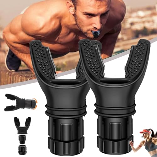 Breathing Trainer, Portable Lung Trainer with Soft Silicone, Adjustable Resistance, Breathing Exercise Device for Lungs, Breath Max for Strengthen Breathing Exercise (2PCS-A)