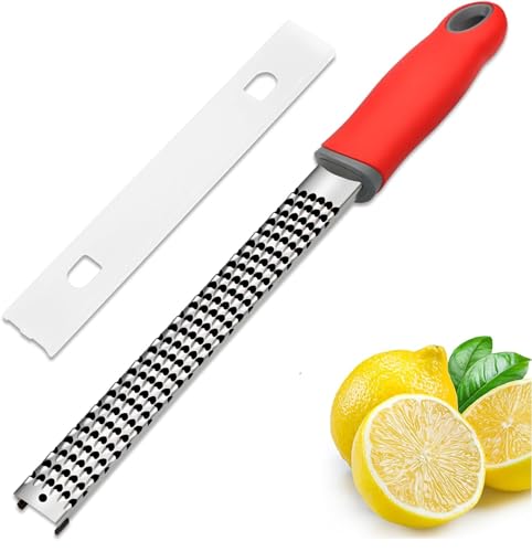 Image of Baskety Stainless Steel Zester Grater Handheld for Lemon, Cheese, Ginger, Garlic, Vegetables & Fruits - 1 Piece (Red)