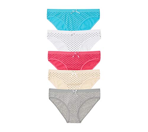 Nabtos Women's Cotton Underwear Sexy Bikini Polka Dot Panties Pack Of 5 (Small) Multi-Color #TOP17