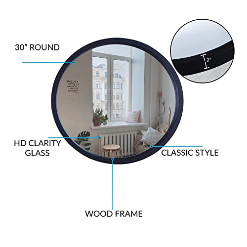 Mirrorize Black Round Mirror 30" for Living Room Wall Decor, Decorative Circle Mirror, Bathroom Vanity Mirror, Farmhouse Circular Mirror for Entryway - Image 5