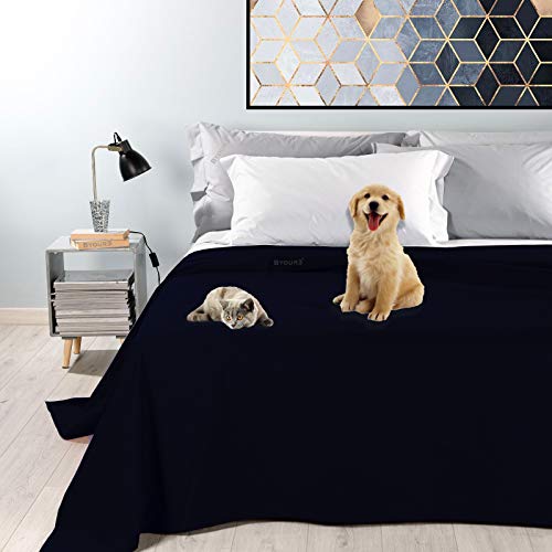 Byour3 Cubrecama Doble Algodón Resistente a Líquidos - Colcha Resistente a Las Manchas - para Cama Individual Doble Queen Size - Tela Antiarañazos Lavable Gatos Perros Mascotas (Negro, Tamaño Queen)