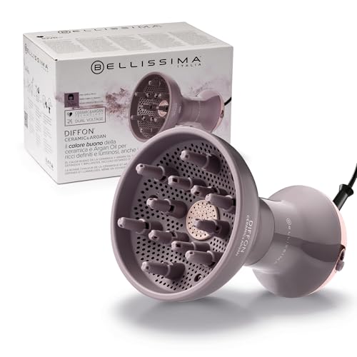 Bellissima Imetec Diffon Ceramic & Argan: Diffusore per Capelli Ricci con Olio di Argan per Ricci Definiti, Luminosi e Idratati – Azione Anti-Crespo, Asciugatura Delicata, Doppio Voltaggio