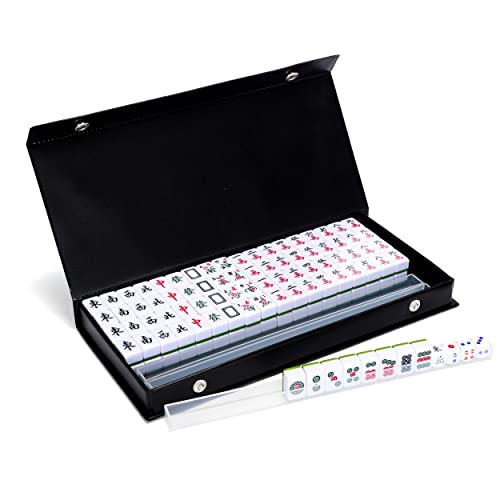 drizzle 旅行麻将 Travel Mini Mahjong Set 20mm - Portable 146 Tiles Acrylic Material Mah-Jong - Travel Family Leisure Time - 0.8´´ with 4PCS Racks 1.96 Pounds - Traditional Chinese Version Game