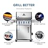 Napoleon Rogue PRO-S 425 Propane Gas Grill with Infrared Side and Rear Burners, Stainless Steel, Durable 5-Burner Grilling Experience