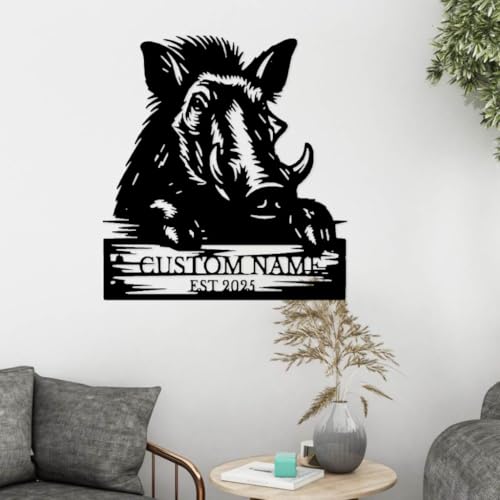 Personalized Warthog Metal Sculpture - Custom Frameless Wall Art, African Wildlife Theme, Versatile for Home or Garden