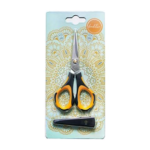 Beaditive Precision Craft Scissors - Stainless Steel Paper Crafting Scissors with Safety Cap - Ultra Sharp Blades & Non-Slip TPR Handles - Adult & Kid Scrapbooking Scissors for Home, Office, School Cover