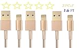 Necano(tm) 50cm Gold Usb Sync Data and Charging Cable Cord Wire Suitable for Iphone 6 6s 6 Plus 6s Plus Iphone 5 5c 5s Ipad 4 Mini Air Ipod Nano 7 Ipod (50cm Gold) with Necano Retail Package(3pcs)