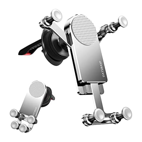xuenair Car Phone Holder Mount, (Upgraded Clip) Air Vent Aluminum Universal Gravity Phone Holder Compatible with iPhone Samsung and All 4-7 inches Phone-Sliver Cover