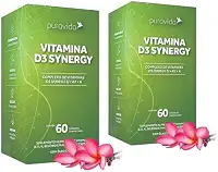 Kit 2 Vitamina D3 Synergy com Aminoácidos Puravida – 120 Cápsulas para Imunidade, Músculos e Vitalidade