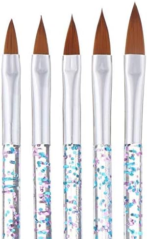 Nail Pens 5Pcs/Set Professional Nail Art Brush Tools Set Crystal Handle Acrylic Carving Glitter Pen Nail Brush Set for Nail Art Tools for Nail Art