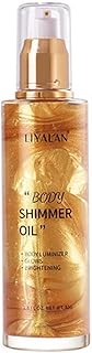 Go Ho Shimmer Body Oil,Moisturizing Light Shimmer Glow Illuminator,Non-sticky Body Luminizer Liquid Highlighter Makeup Your Skin,Smooth Liquid Spray Summer Body Illuminator (2.8 Fl Oz,#2 Gold)