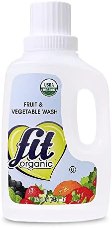 Fit Organic 32 Oz Soaker Produce Wash, Fruit and Vegetable Wash and Pesticide/Wax Remover, Pack of 3 Bottles