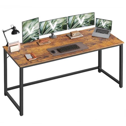Image of VASAGLE Computer Desk, Steel Frame Gaming Desk for Home Office, 63 Inch | Large Office Desk, Gaming Table For Study, Work, Gaming, Writing, Bedroom, Living Room, Rustic Brown ULWD121K01