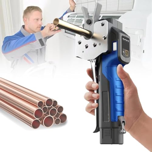 Image of Handheld Pipe Flaring Machine, Electric Tube Expanding Tool Expander Kit, with Removable Battery and 9 Different Sized Chucks(A)