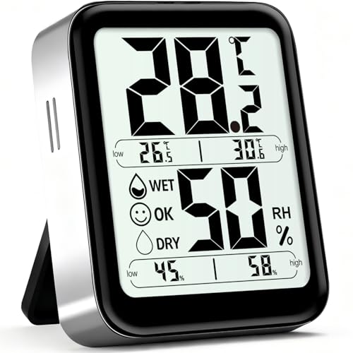 Antonki Higrómetro Digital Para Interiores, Termómetro y Higrómetro Para Habitaciones con Control de Temperatura y Humedad, Adecuado para Hogares, Guarderías y Acuarios. Incluye pilas AAA.