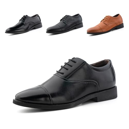 Hitmars Zapatos Derby Hombre Oxfords Cordones Cuero Patente Traje Clásicos Formales Zapatos Vestir Brogue Negocios Boda Casuales Fiesta FG17 Negro EU 41
