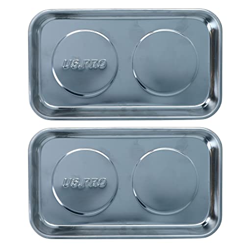 Image of Rectangular Magnetic Parts Tray Storage Holder 230 x 135mm Stainless Steel 2pk