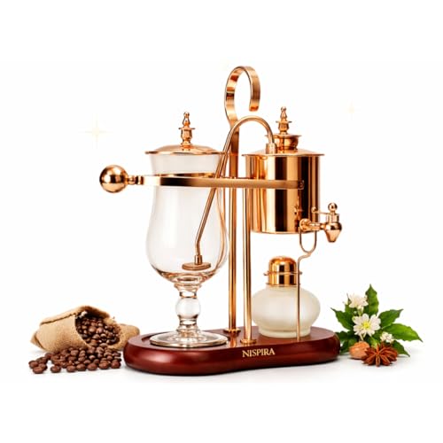 Nispira Belgium Royal Family Balance Syphon Unique Gravity Vintage Coffee Maker Vacuum Brewing System Copper 500 ml