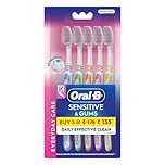 Oral-B Everyday Care Ultra Soft Toothbrush For Adults, Ultra Soft Bristles For Senstive Teeth, Tooth Brush Set, Oral B Dentist Recommended Brand (Super Saver Family Pack of 5),manual,Multi Color