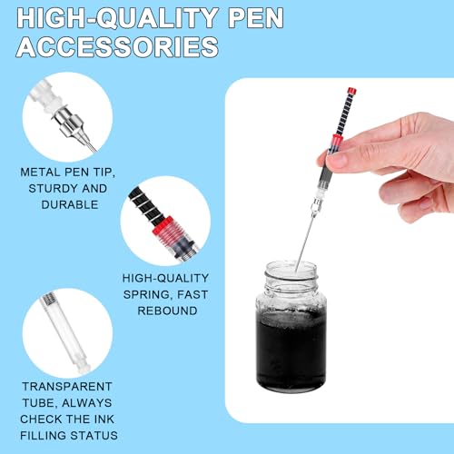 Andibro 6 Pack Fountain Pen Ink Syringe Filler, 3.4mm Bore Diameter Fountain Pen Spring Converter Ink Auxiliary Absorber Ink Filling Syring with Removable Blunt Needle Tip for Fountain Pen