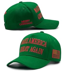 Donald Trump 45-47 Christmas MAGA Hat Make America Great Again Slogan with USA Flag Adjustable Baseball Cap Green