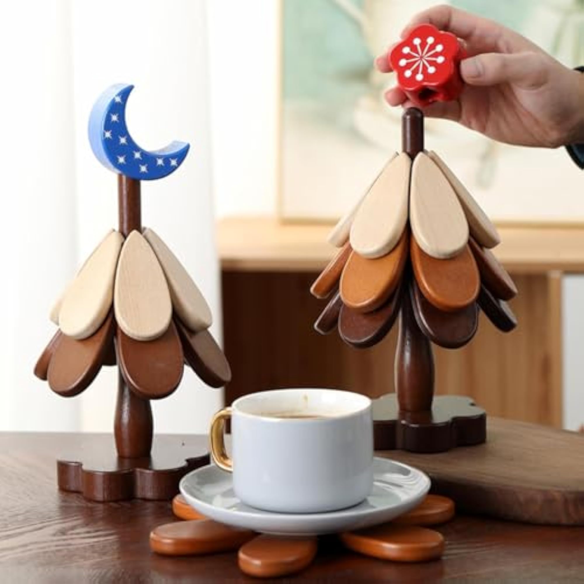 Wooden Tree Coasters Housewarming Gift