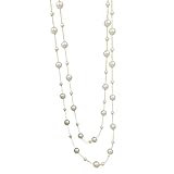 Pearl Layered Strand Necklaces for Women Dainty Fashion Long Imitation Pearls Beads Multiple Strands Chain Layer Choker Necklace Elegant Statement Charm Winter Sweater Vintage Wedding Party Costume Jewelry Gifts (White Pearl Gold Tone)
