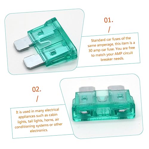 Kit de reemplazo de fusibles automotrices Alipis, 100 piezas, 30 A, tipo cuchilla, para auto, RV, bote, camión, motocicleta, camper y SUV miniatura 4