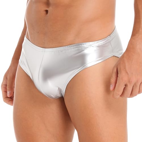 Moily Men Glossy Leather Panties Sissy Bulge Pouch G-String Thongs Bikini Briefs Latex Hot Pants Clubwear3