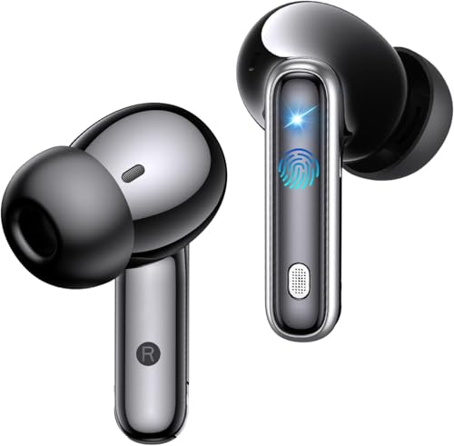 EUQQ Cuffie Bluetooth, Auricolari Bluetooth 5.4 Stereo HiFi Senza Fili Cuffitte con 4 HD Mics, 36 Ore di Riproduzione ANC/ENC Cancellazione Del Rumore Auricolari, IP7 Impermeabili, Nero (2025)