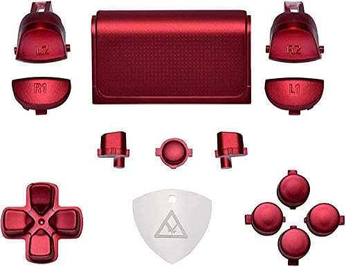 eXtremeRate Replacement D-pad R1 L1 R2 L2 Trigger Touchpad Action Home Share Options Buttons for ps4 Controller, Scarlet Red Full Set Buttons Repair Kits for ps4 Slim Pro CUH-ZCT2 Controller - 1