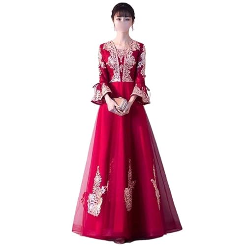 Robe de mariée noble qipao longue brodée pour célébrer votre union avec grâce