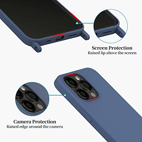 Image of Compatible with iPhone 14 Pro Max Case with Lanyard Crossbody iPhone Case with Strap Adjustable Shockproof Drop Protection Silicone Phone Cover for iPhone 14 Pro Max 6.7'' Dark Blue